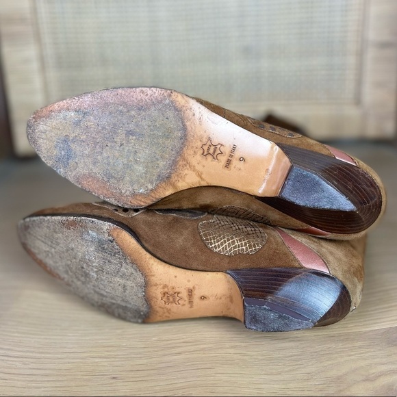 Vintage Specchio Brown Pink Suede Leather Italian Boots | Sz 9 | Slouch … - Picture 11 of 12